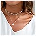 Fstrend Fashion Layered Necklace Dainty Sequins Torus Pendant Necklaces Jewelry for Women and Girls (Silver)