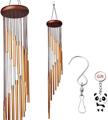 HSAN Wind Chimes, Golden Outdoor Woodstock Home Decor Windchimes Wind Chimes for Garden with Hook