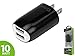 Dual Port Home Travel USB Wall Charger Adapter for iPhone 5 5s 5c 6 Samsung S3 S4 S5 Note 2 3 iPad HTC One M8, Etc. - 10 Watt (2.1 Amp) - By Cellet - Black