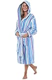 Del Rossa Women's 14 oz Fleece Hooded Bathrobe Robe