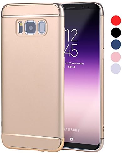 Galaxy S8 Case, Eunsoul 3 In 1 Ultra Thin and Slim Hard Case Coated Non Slip Matte Surface with Electroplate Frame for Samsung Galaxy S8 Case (5.8'')(2017) -- (Gold)