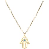 Stainless Steel Hebrew CHAI Necklace | Hand of Fatima Pendant | Turkish Evil Eye Charm | Israel Map Blessing Necklace | Protection Jewelry for Women men Include a Gift Box