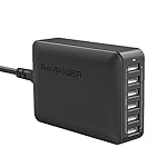 RAVPower 60W 12A 6-Port USB Charger Desktop Charger Charging Station with iSmart Technology (Black)
