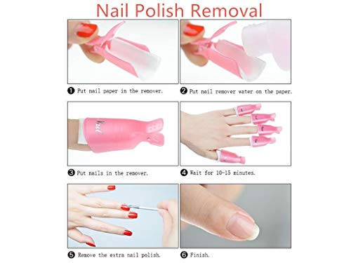 10pc Acrylic Nail Art Gel Nail Polish Remover Clips for Fingernail Removal Soak Off Clips Wrap Cleaner Cap Clip (Pink) - Thumbnail 3