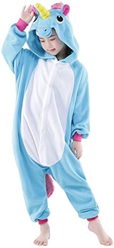 Children Unisex Unicorn Onesie Pajamas Costume (105#, New Blue Unicorn)
