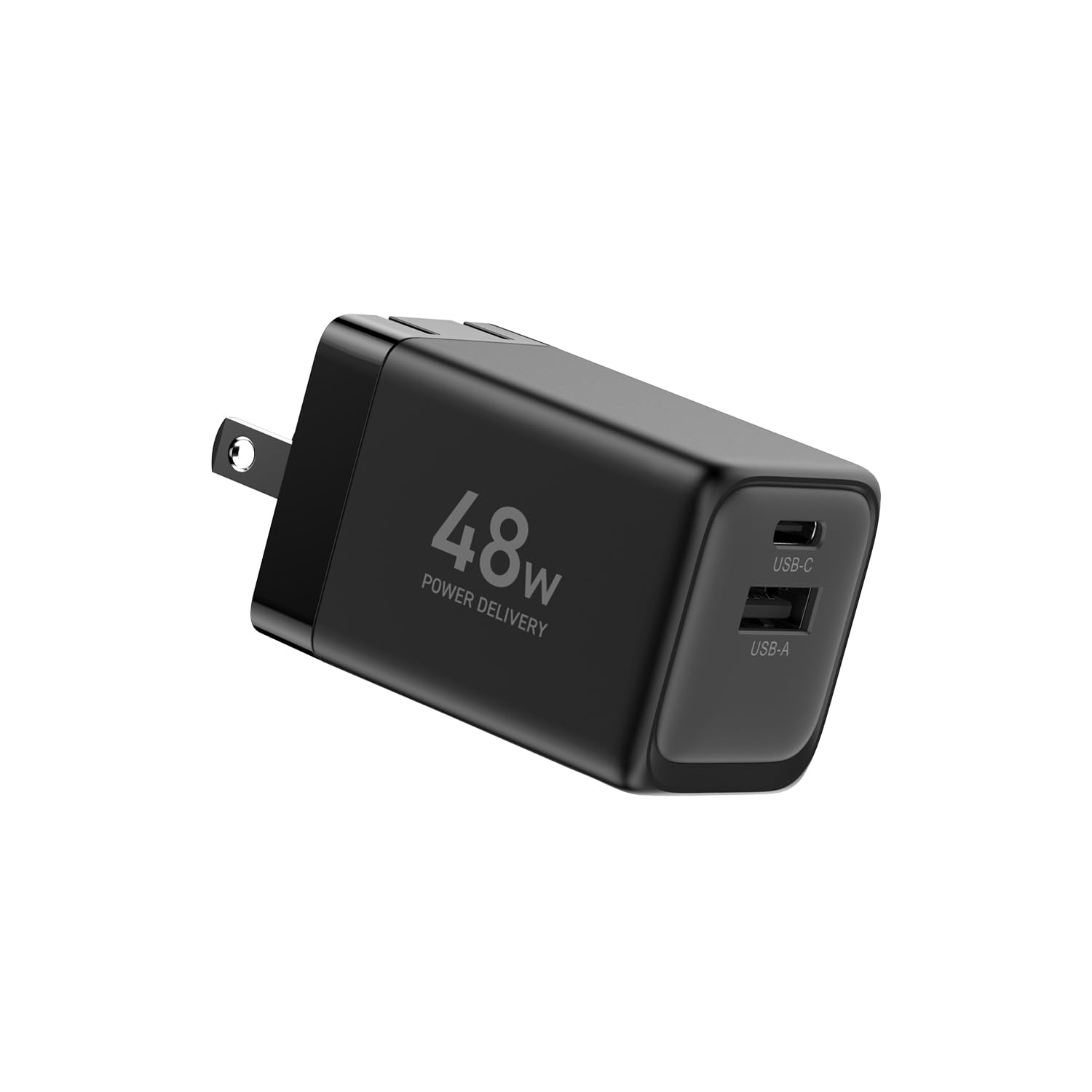 USB Type-C Type-A 充電器 48W PD対応 2ポート GaN スマホ タブレット ノートパソコン 小型軽量 折りたたみ収納プラグ PSE認証 高速充電 耐トラッキング対策 ブラック YPD-48CA