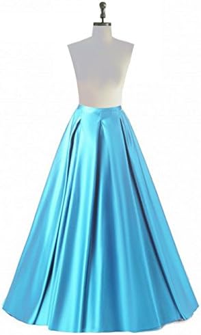 Diydress Women's Fashion High Waist A-Line Satin Skirts with Pockets