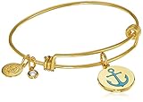 Halos & Glories Anchor Shiny Gold Bangle Bracelet