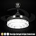 42 in Fandelier Crystal Ceiling Fans with Lights Retractable Blades Fan Remote Control Light 42 inch Fans Chandelier Lighting Indoor Fan, Living, Dining Room, Bedroom Fandelier Fan 42