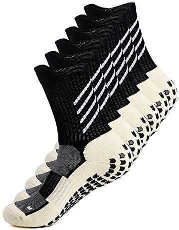 Gogogoal Anti-slip Sport Sock for Men Women, Anti Blister Cushion Wicking Breathable Non-slip Aheletic Socks for Football Basketball Baseball Yoga Runing Hiking Trekking, Black/Whtie