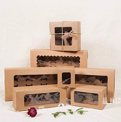 Tyro Kraft 6 Cupcake Box and Packaging Paper Cardboard Kraft Cake Box with Clear PVC Window 8 Cupcake 4 Gift Packing Craft Box