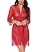 BEAUSOM Women's Lace Kimono Robe Short Sheer Nightgown Lingerie Chemise Set