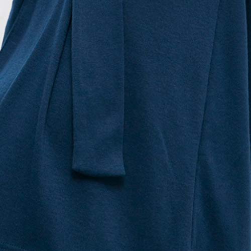 iZHH Women's Simple Bathrobe Long Sleeve Cotton Spa Comfortable Bath Knit Pajamas Sleepwear(Dark Blue,S) - Thumbnail 5