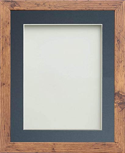Frame Company Allington Rustic Photo Frame with Blue Mount, 6x4 for 4x3 inch, fitted with perspex