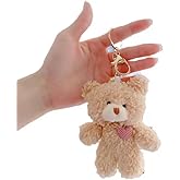 Labriciyon 1Pc Brown Bear Pink Heart Keychain,Keychain Soft Cotton Key Chain DIY Keychains,Crafts Stuffed Animals,Bears, Cars Accessories,Stuffed Animals and Teddy Bears,Plush Decor