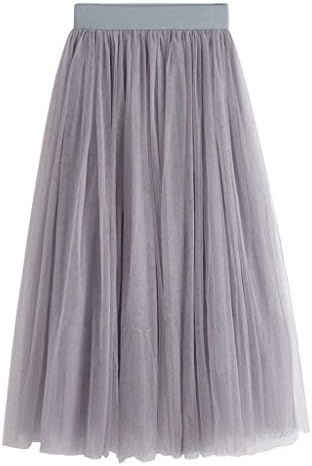 KIMODO® Women's Tulle Skirt Swing Tutu Boho Skirts Pleated Double Layer Maxi Chiffon Waist Midi Long Sundress Summer Lady Beach Skirt