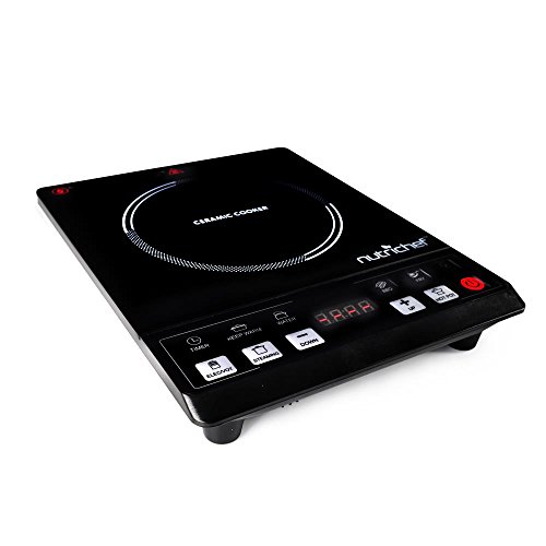 NutriChef Countertop Burner, Infrared Cooktop, Ceramic Cookware, Electric Stovetop, Black