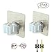 Mop Broom Grip Holder, 2 Pcs Reusable Self-Adhesive Holder, No Drilling Wall Mounted Hanger Holders,Clean Tool Organizer Kitchen Bathroom-Max Load 11 lbs (White)
