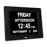 YOANKU Memory Loss Digital Calendar Day Clock - with Extra Large Non-Abbreviated Day & Month - Perfect for Seniors (Black)