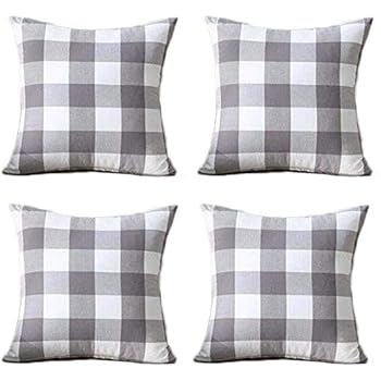 Amazon Com Ikea Smanate 20 X 20 Gray White Gingham Cushion