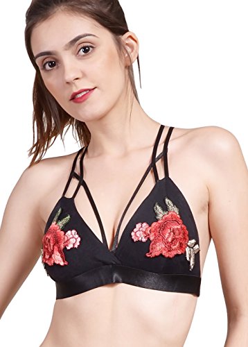 Wink Gal Women's Embroidered Floral Printed Strappy Bralette