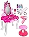 Kiddie Play Pretend Play Kids Vanity Table and Chair Beauty Play Set with Fashion Accessories for Girls