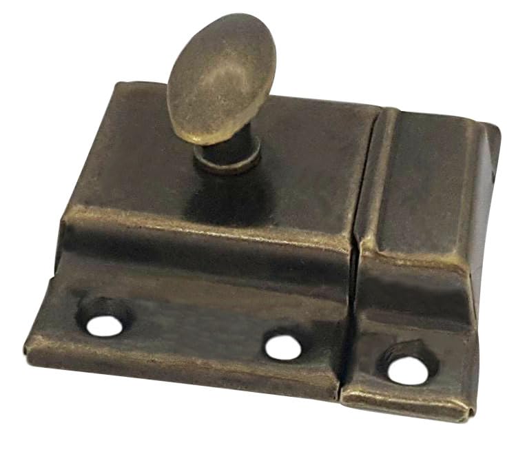 QCAA Oval Turn Cabinet Latch, for Cupboard & Other Furniture, Small, Antique Brass, Made in Taiwan, 1 Pack