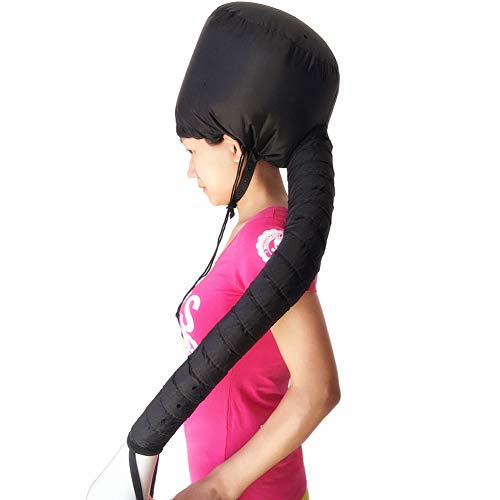 IMPROVED Hair Dryer Bonnet Hood Attachmen - NOT FALL OFF Portable Large Size Home Hair Steamer - Used for Dry, Deep Conditioning and Curling Rods Styling(Black)