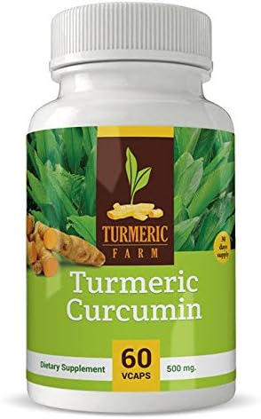 Turmeric Farm Organic Turmeric Curcumin 60 Capsules Dietary Supplement | Highly Potent & Absorbent Formula Suitable For Vegans | Promote Skin & Joint Health, Fight Inflammation & Boost Immune System