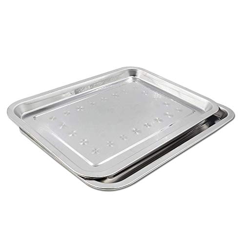 Romlon Tattoo Stainless Steel Tray 3 Pack Stainless Steel Tattoo Trays Medical Dental Tray Piercing Instrument Tool Tray Flat 13.5'' X 10'' for Tattoo Kits Tattoo Supplies