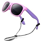 RIVBOS RBK004 Rubber Flexible Kids Polarized Sunglasses Age 3-10 (W Pink)