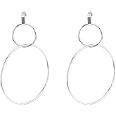 Geometric Double Circle Round Stud Earrings Women's Lucky Number 8 Shape Hollow Big Hoop Earrings