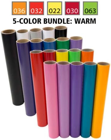 GreenStar Sign Vinyl 5-Color 24" x 5Yd Rolls, Self-Adhesive Back - Warm Bundle