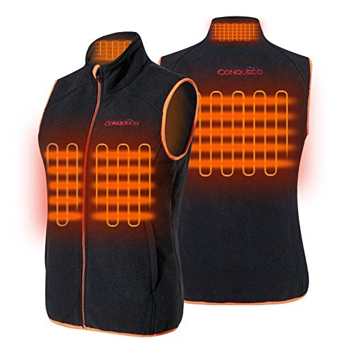 CONQUECO Women's Heated Fleece Vest, Soft Waistcoat with Rechargeable