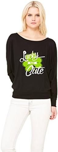 NanyCrafts Lucky &amp; Cute Women's Flowy Long/S Black Off Shoulder Tee S