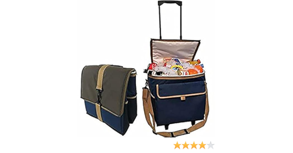 BE COOL Nevera Plegable con Ruedas 30 litros Carro térmico, Azul/Beige, 30L