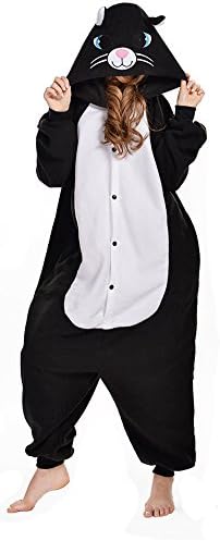 Babibridal Animal Comfort Flannel Pajama Animal Onesies for Holloween Cosplay (M, Black cat)