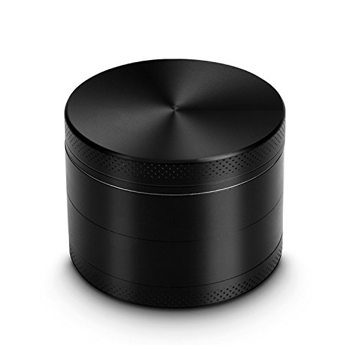 Premium 4-piece 2" Herb Grinder with Pollen Catcherï¼ŒSiasky Anodized Aluminum Manual Grinder, Razor-sharp Teeth, Black
