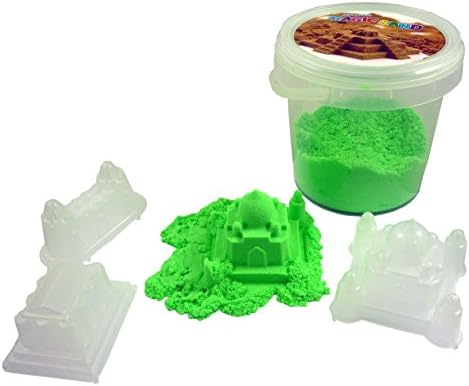 GREEN Magic Sand 500g With 3 Castle Moulds- Sculpture, Mould and Play [Toy]