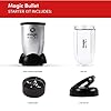 Magic Bullet 4pc Starter Kit - Includes 1 High Torque Power Base, 1 Tall Cup with Flip Top Lid & 1 Cross Blade - Food…