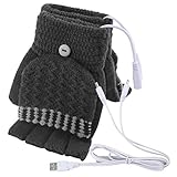 Laptop Women's Men's USB Heated Half & Full Finger Winter Warm Hand Gloves Warmer Wool