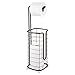 mDesign Steel Metal Free Standing Toilet Paper Holder with Storage for Bathroom, Floor Stand Holder 3 Toilet Tissue Roll Dispenser for Master or Guest Bath, Powder Room, Omni Collection, Bronze