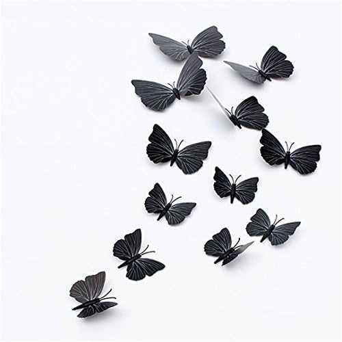 New 12PcsX 1Color Art Decal Girls Home Room Wall Stickers 3D Butterfly Decorations Decors "Black Color" Set45