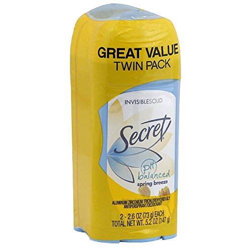 Secret Invisible Solid Antiperspirant & Deodorant, Twin Pack, Spring Breeze 2.6 oz (Pack of 2)