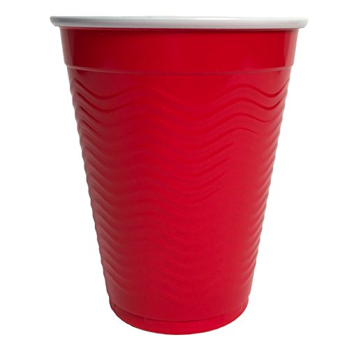 Amazon Brand Solimo 18oz Disposable Plastic Cups, 300 Count, Red