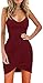 Rozegaga Womens Deep V Neck Spaghetti Straps Sleeveless Open Back Mini Club Bodycon Dress Large Wine Red