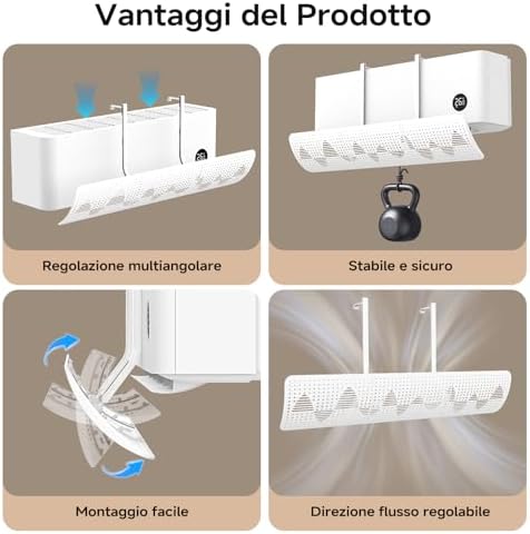 Deflettore Condizionatore Universale, Deviatore Aria Condizionata Regolabile Portatile, Deflettori per Condizionatori de Parete, Paravento Climatizzatore per Casa, Ufficio, Camera (Bianco)