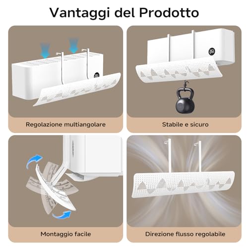 Deflector Aire Acondicionado Universal, Desviador Aire Acondicionado Ajustable Portátil, Deflectores de Aire Acondicionado de Pared para el Hogar, Oficina, Ancianos, Recién Nacidos (Blanco)