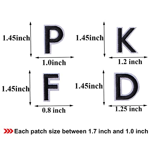 GYGYL 72 Pieces Iron on Letters and Numbers Patches, Black Letter Patches Alphabet Embroidered Patch A-Z, Numbers 0-9 Applique for Clothes, Dress, Hat, Socks, Jeans, DIY Accessories