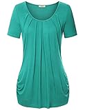 Short Sleeve Shirts for Women Timeson Womens Wear to Work Blouse Dress Up Shirt Jade Large